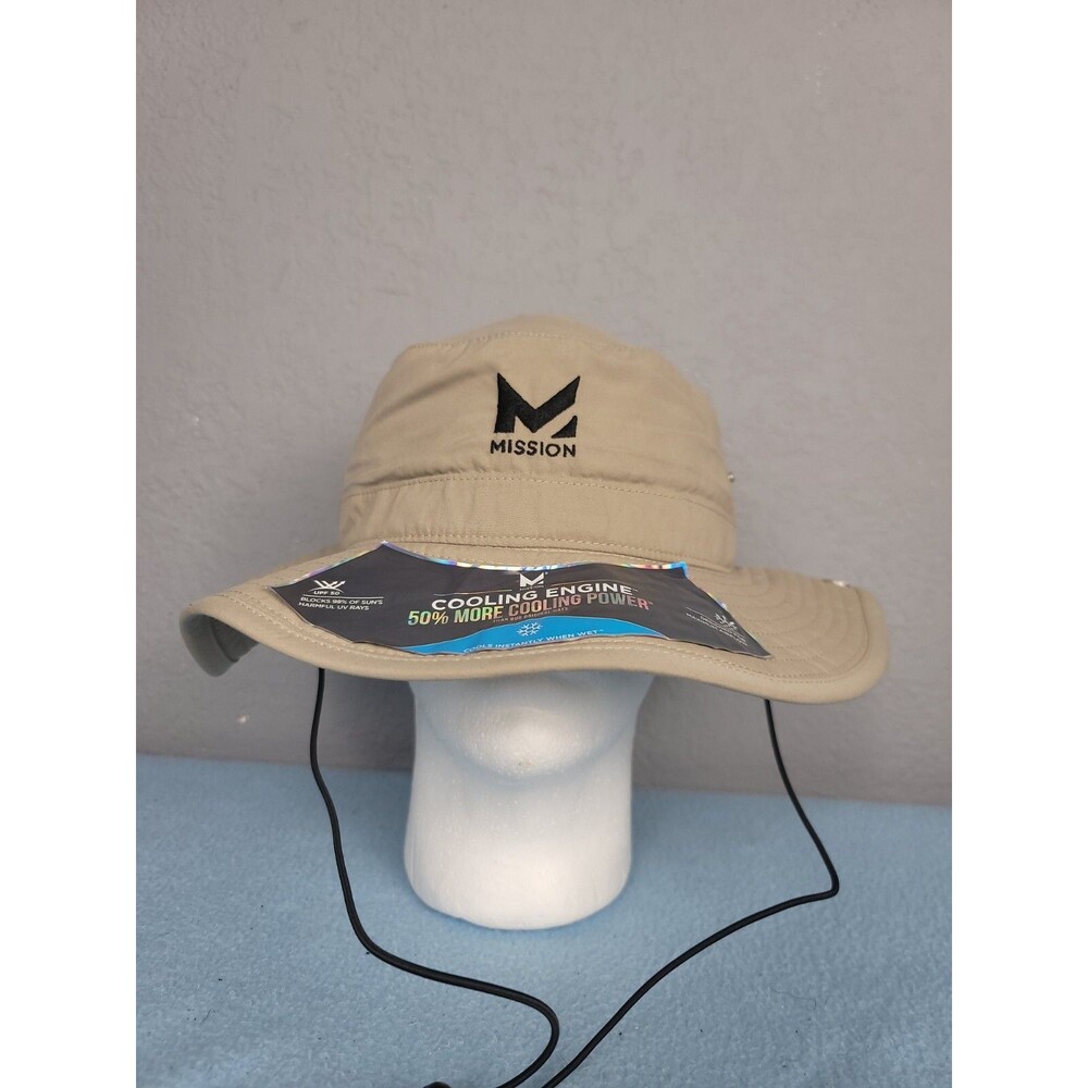 Mission Cooling Engine 3" Brim Bucket Hat, UPF 50 Sun Protection, khaki